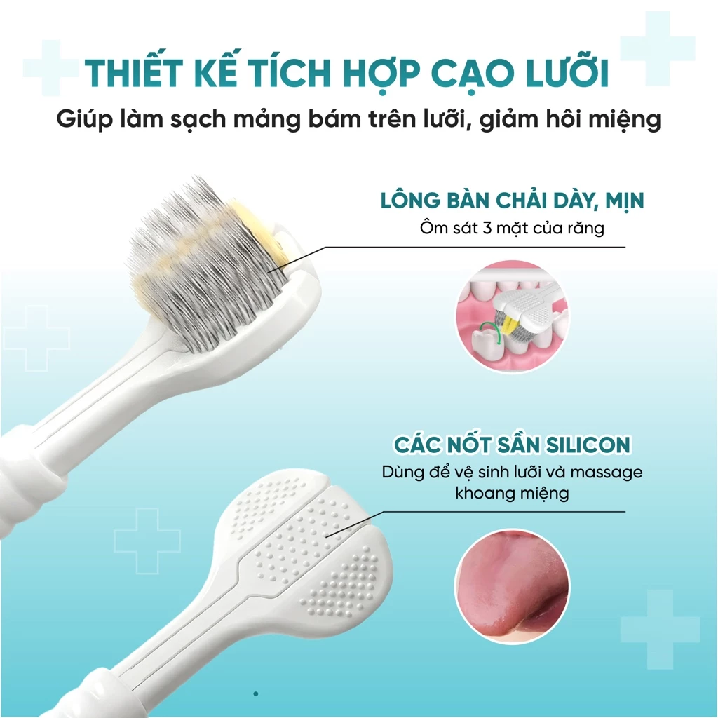 Bàn chải đánh răng 3 mặt - Cam