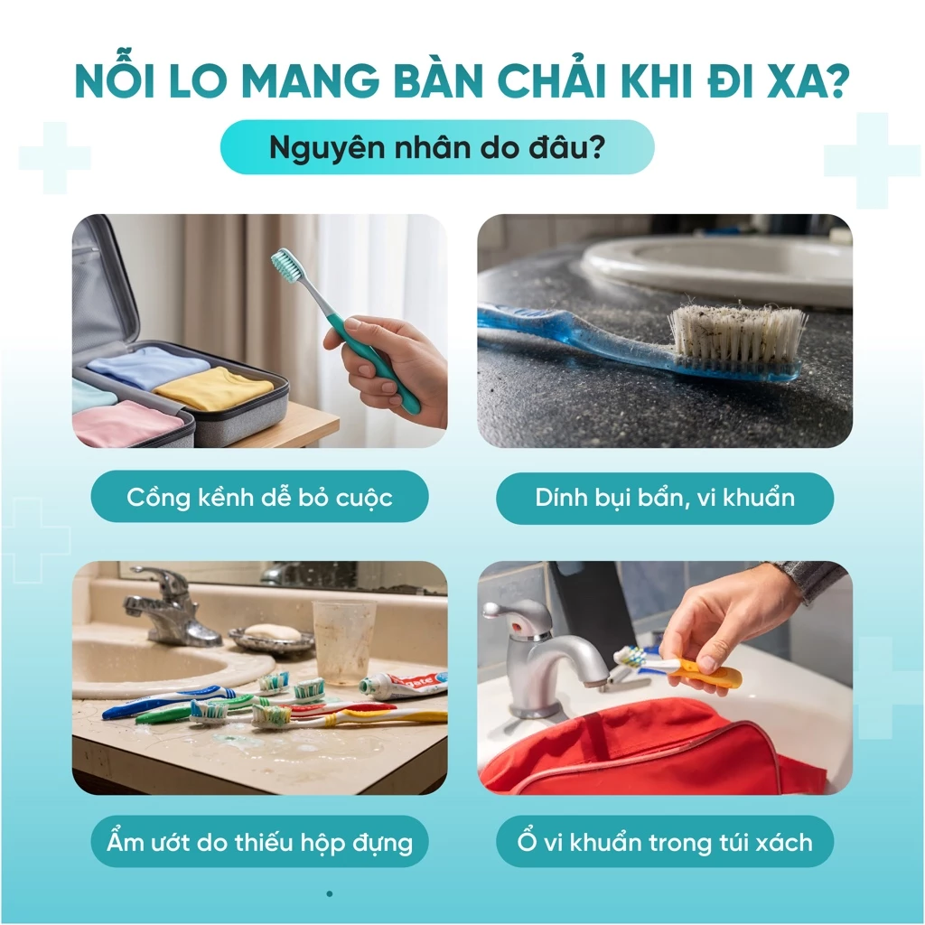 Bàn chải đánh răng gấp gọn - Trắng
