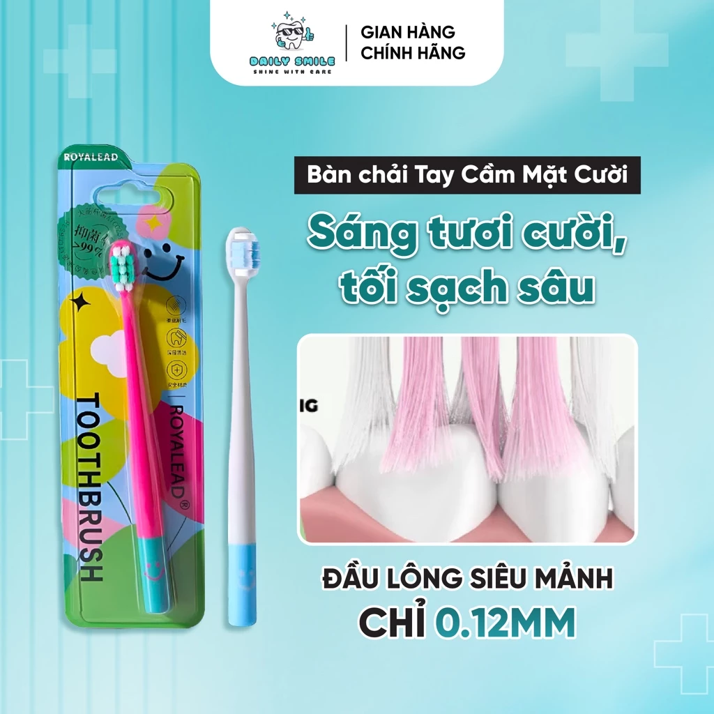 Bàn chải tay cầm mặt cười màu cam