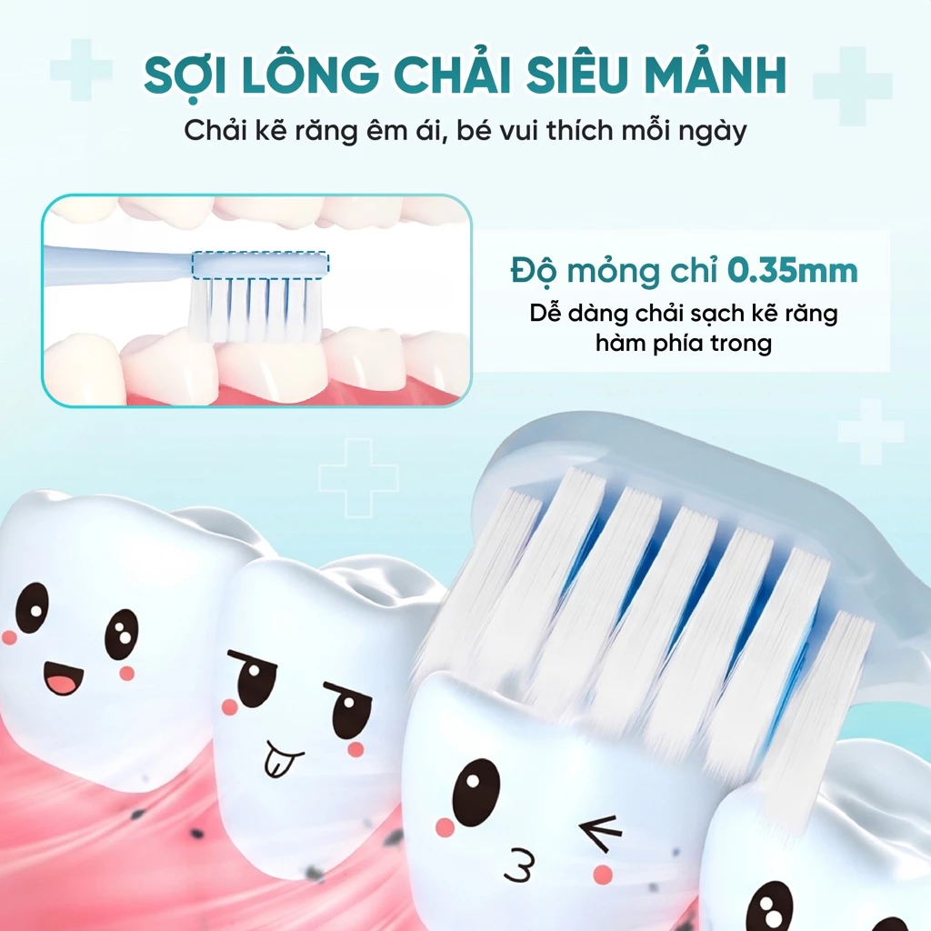 Bàn chải trẻ em vỏ hộp cán tròn - Hồng