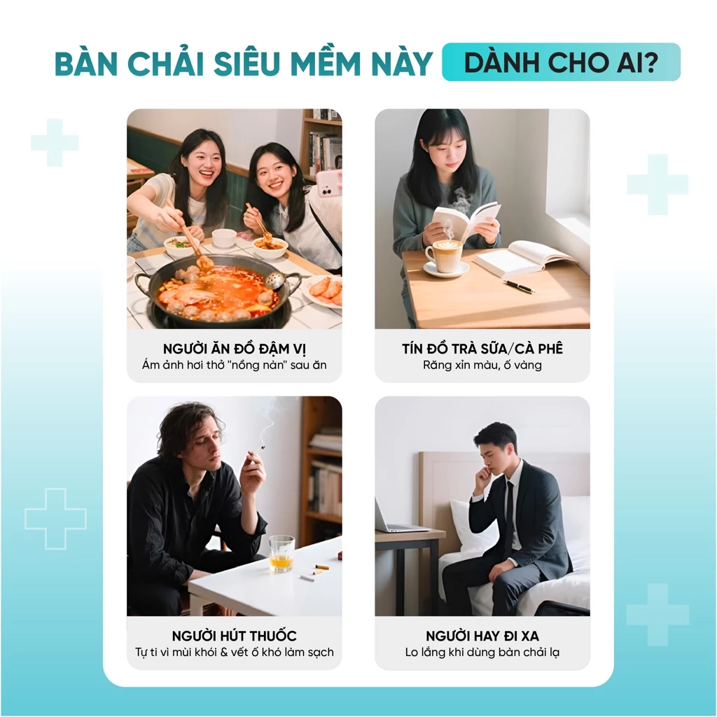 Hộp 6 bàn chải màu trắng đen caro