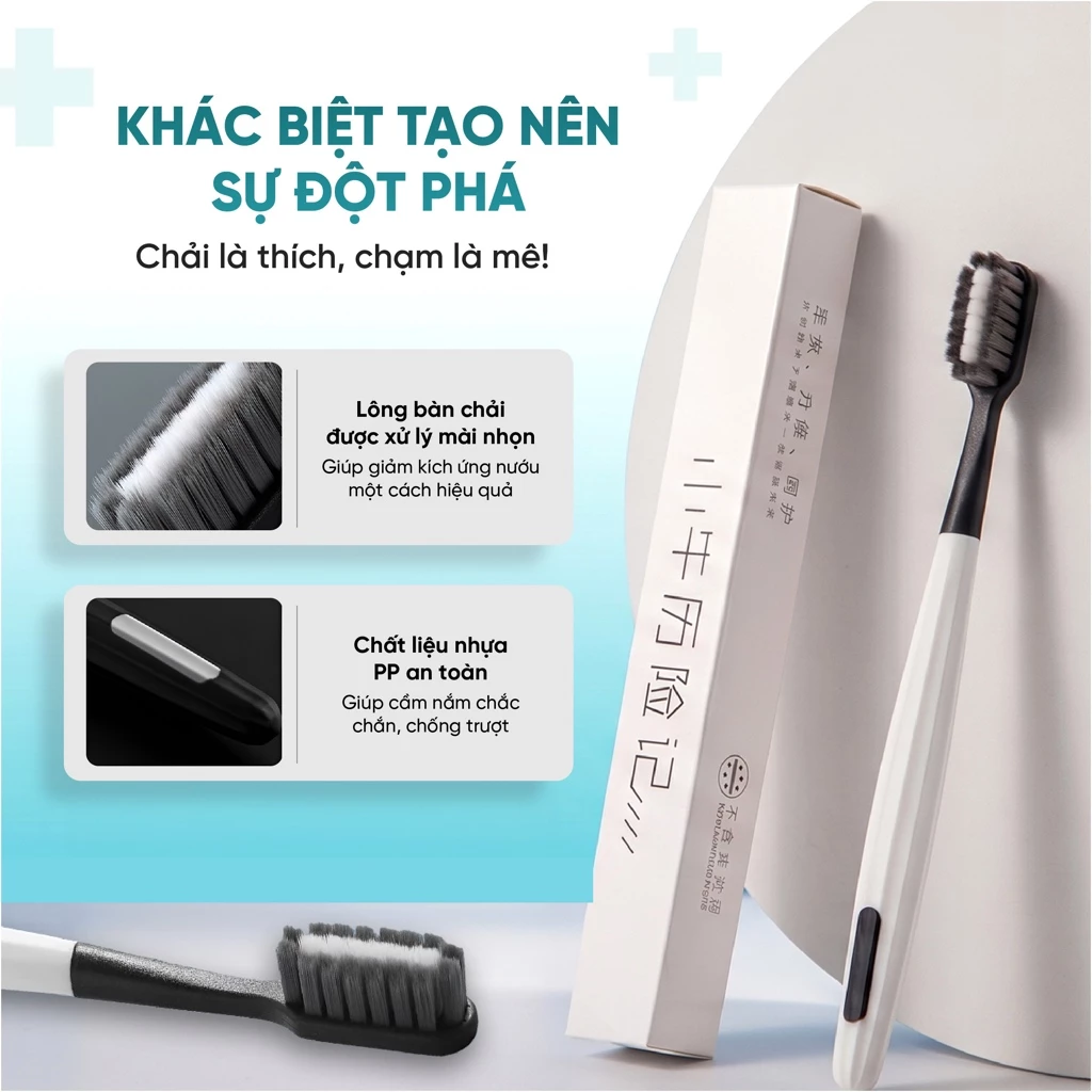 Hộp 6 bàn chải màu trắng đen caro