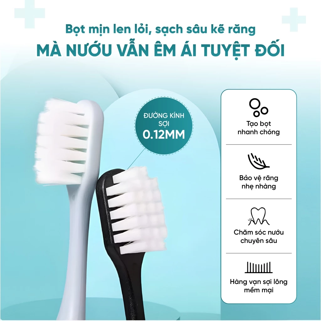 Hộp 8 bàn chải đánh răng lông màu trắng mềm