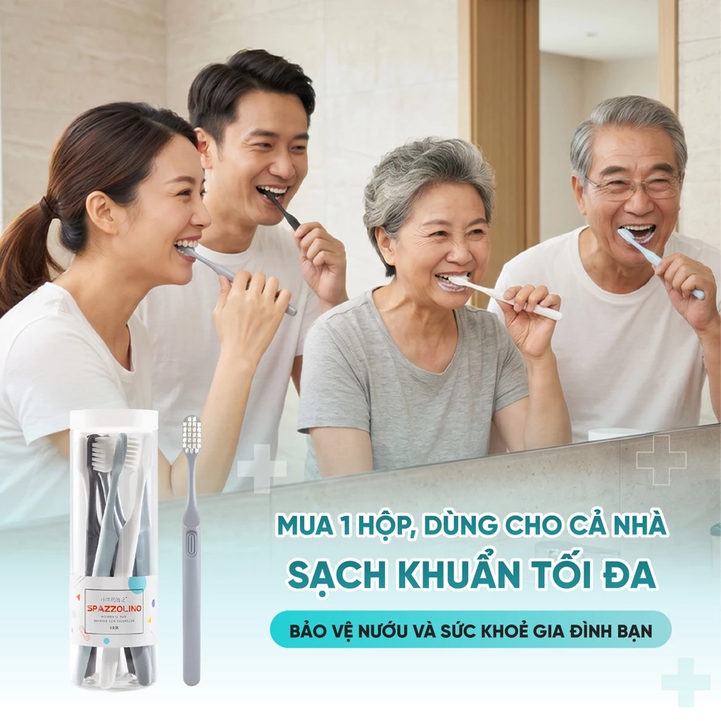 Hộp 8 bàn chải đánh răng lông màu trắng mềm