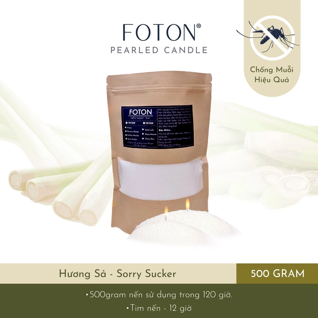 Hình ảnh thực tế nến ngọc trai hương sả Sorry Sucker Foton