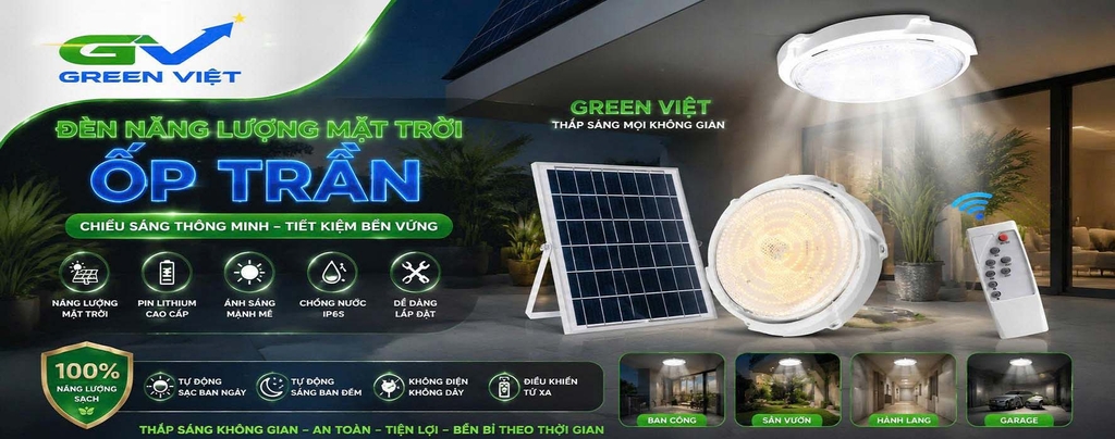 Đèn Năng Lượng Mặt Trời Ốp Trần