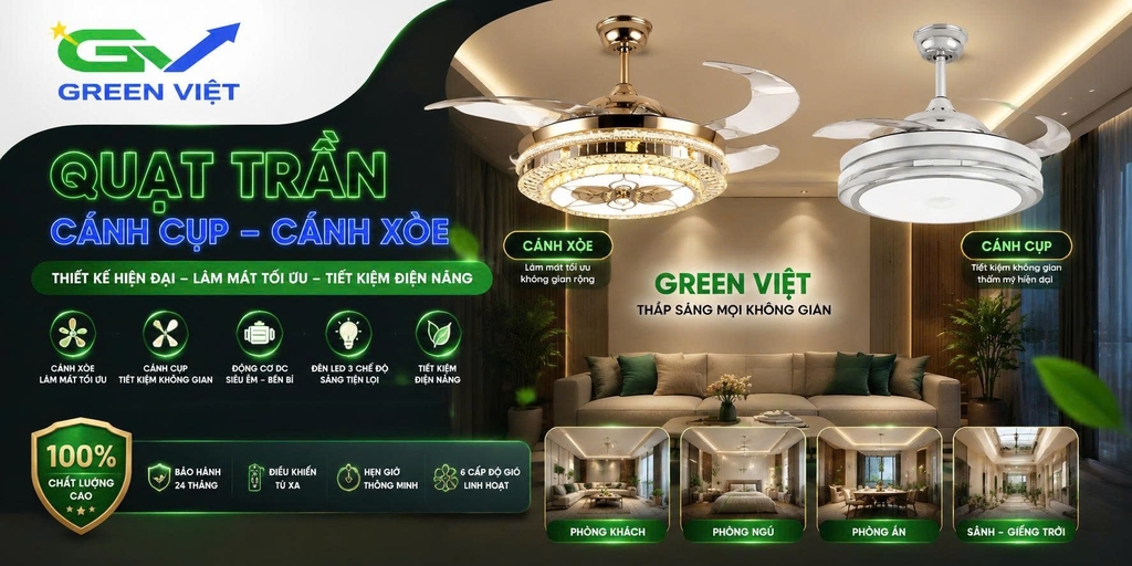 Quạt trần đèn cánh cụp cao cấp CQ8120