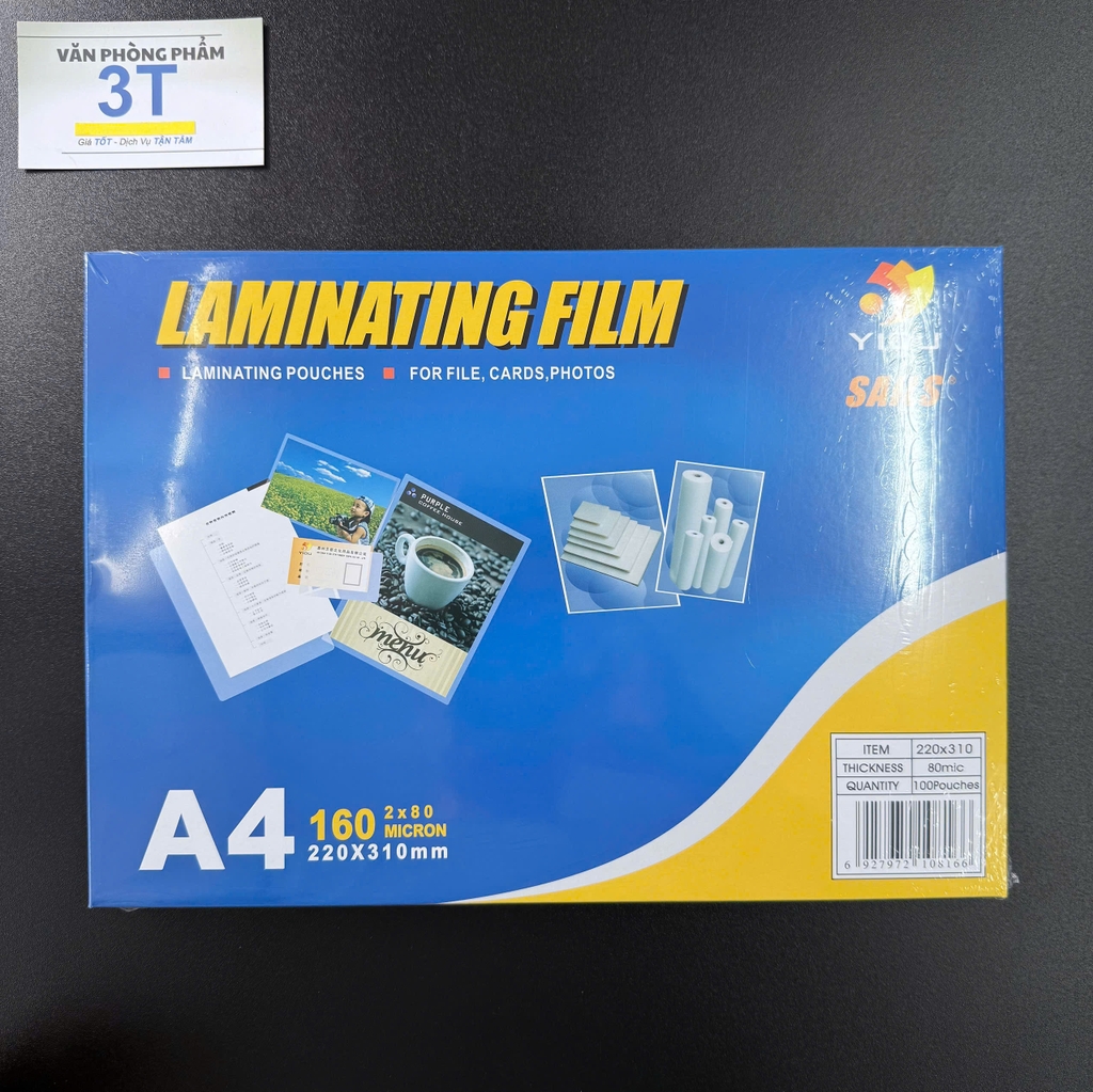 Nhựa Ép Plastic A4 Yidu 80 Mic 220 x 310 mm Hộp 100 Tấm