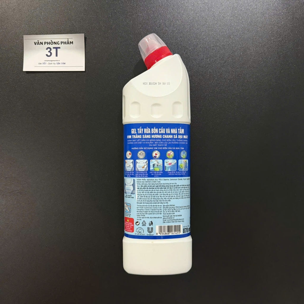 Nước tẩy nhà vệ sinh Vim trắng diệt khuẩn 870ml