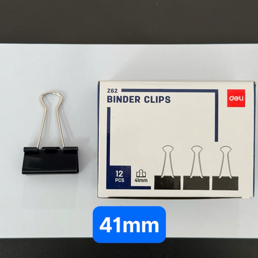 Kẹp Bướm Deli Màu Đen 15mm 25mm 41mm Hộp 12 Cái