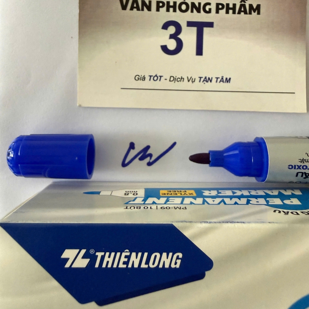 Bút lông dầu đầu lớn Thiên Long chính hãng PM-09 mực Xanh