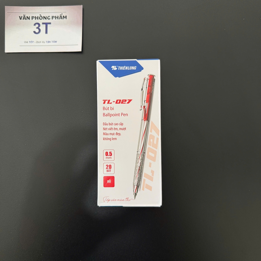 Bút bi chính hãng Thiên Long TL-027 0.5mm Mực Đỏ