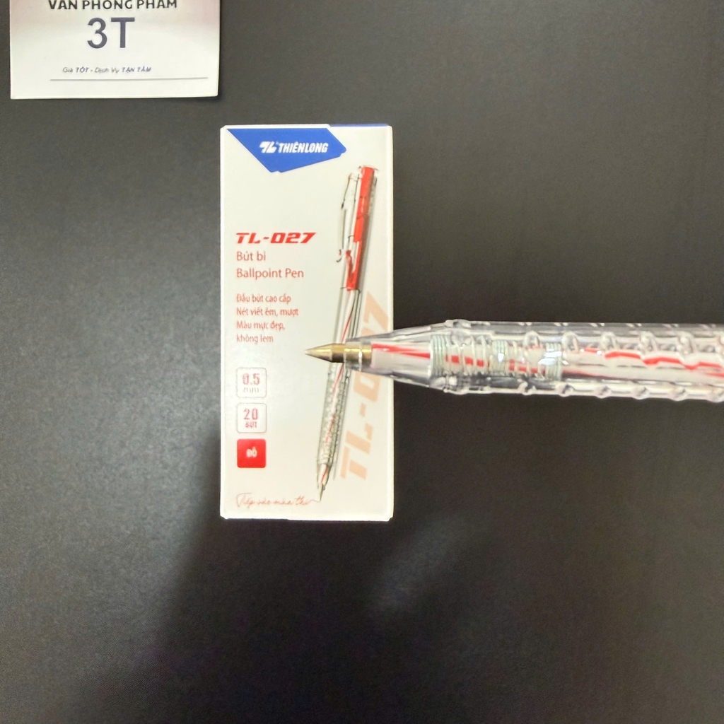 Bút bi chính hãng Thiên Long TL-027 0.5mm Mực Đỏ