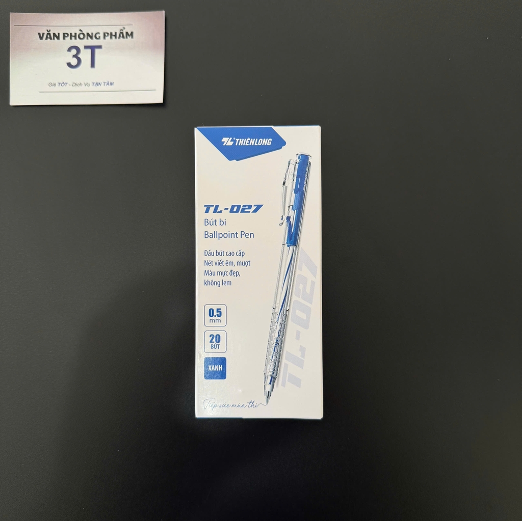 Bút bi chính hãng Thiên Long TL-027 0.5mm Mực Xanh
