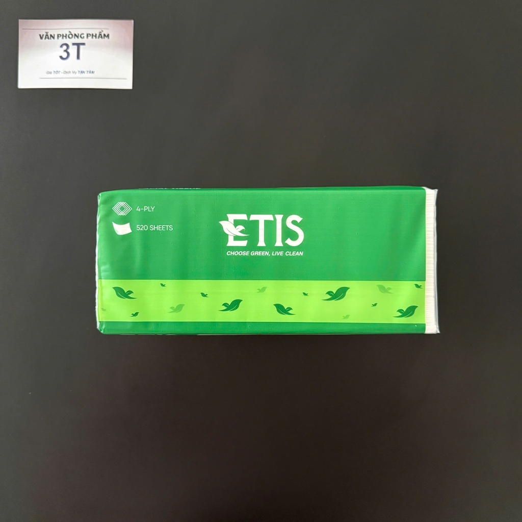 Khăn Giấy Lụa Rút 4 Lớp ETIS 520 Tờ Mềm Mịn Dai Thấm Hút Tốt An Toàn Cho Da