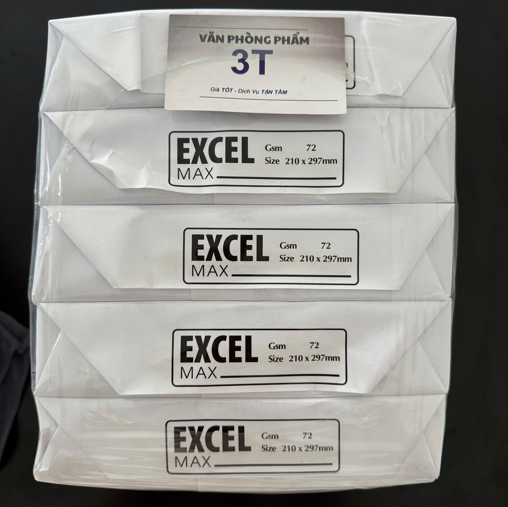 Giấy In Photocopy A4 Excel Max 72gsm Indo Trắng Sáng Láng Mịn 500 Tờ/Ream