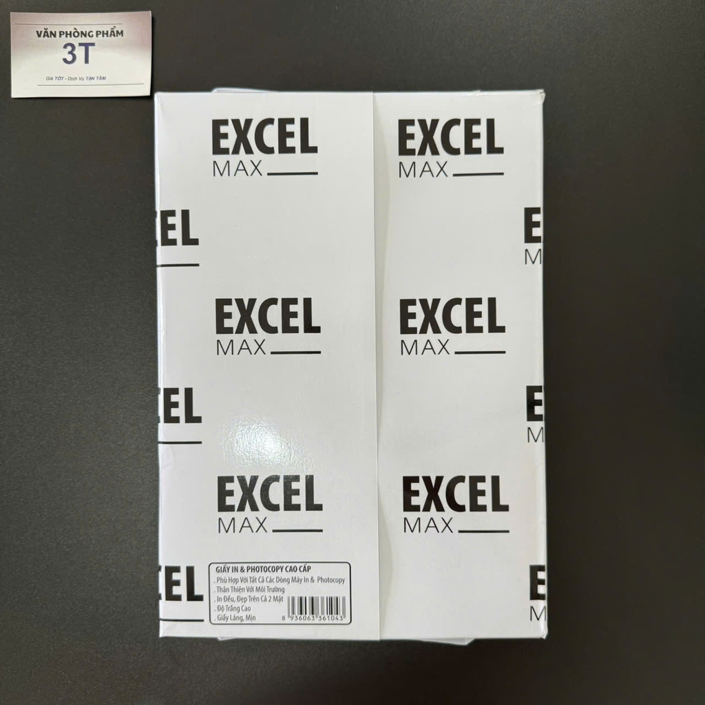 Giấy In Photocopy A4 Excel Max 72gsm Indo Trắng Sáng Láng Mịn 500 Tờ/Ream