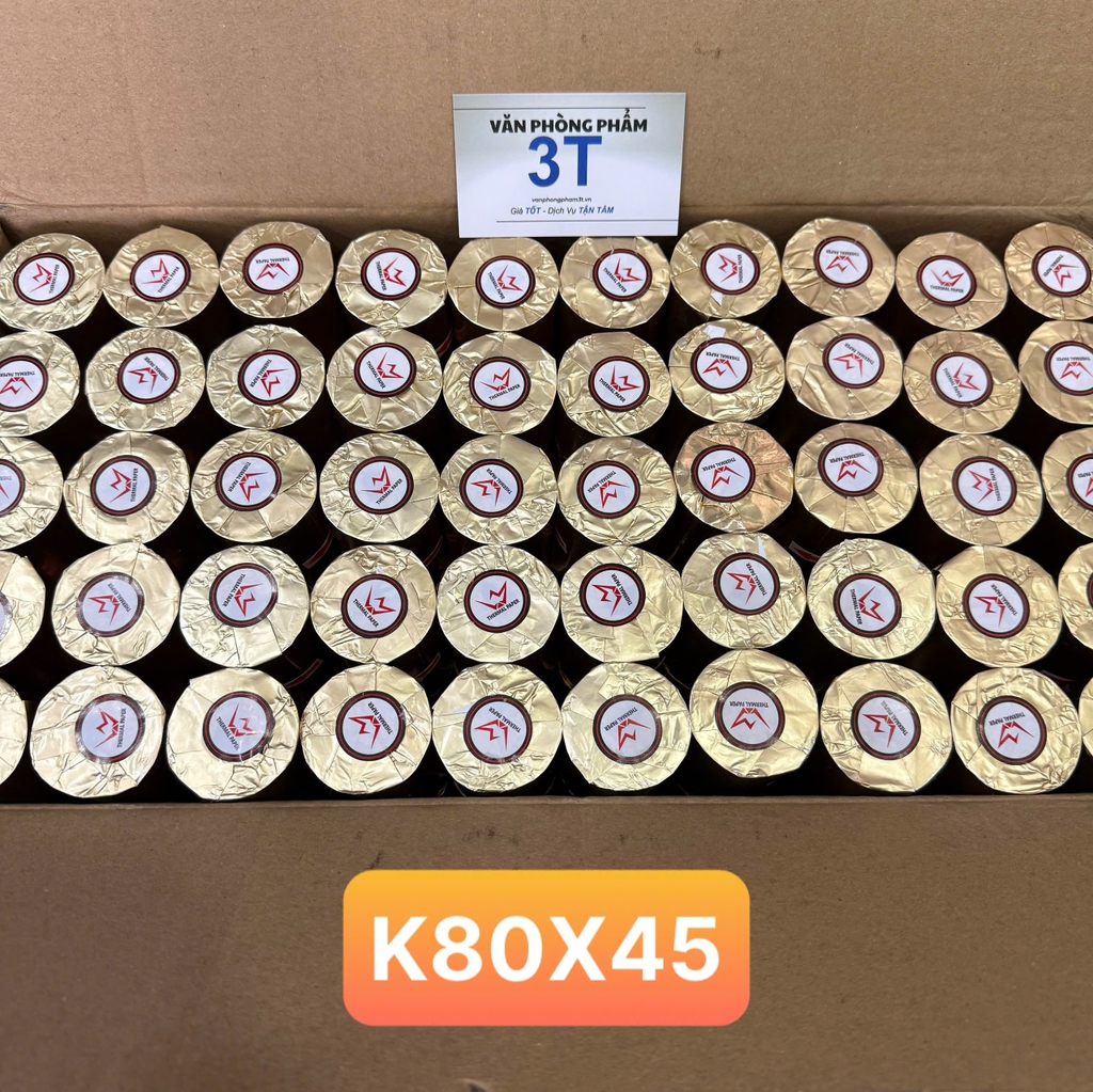 Giấy in nhiệt Limi K80 lõi nhỏ 19mm chuẩn kích thước (Dùng cho máy in nhiệt Thu Ngân)