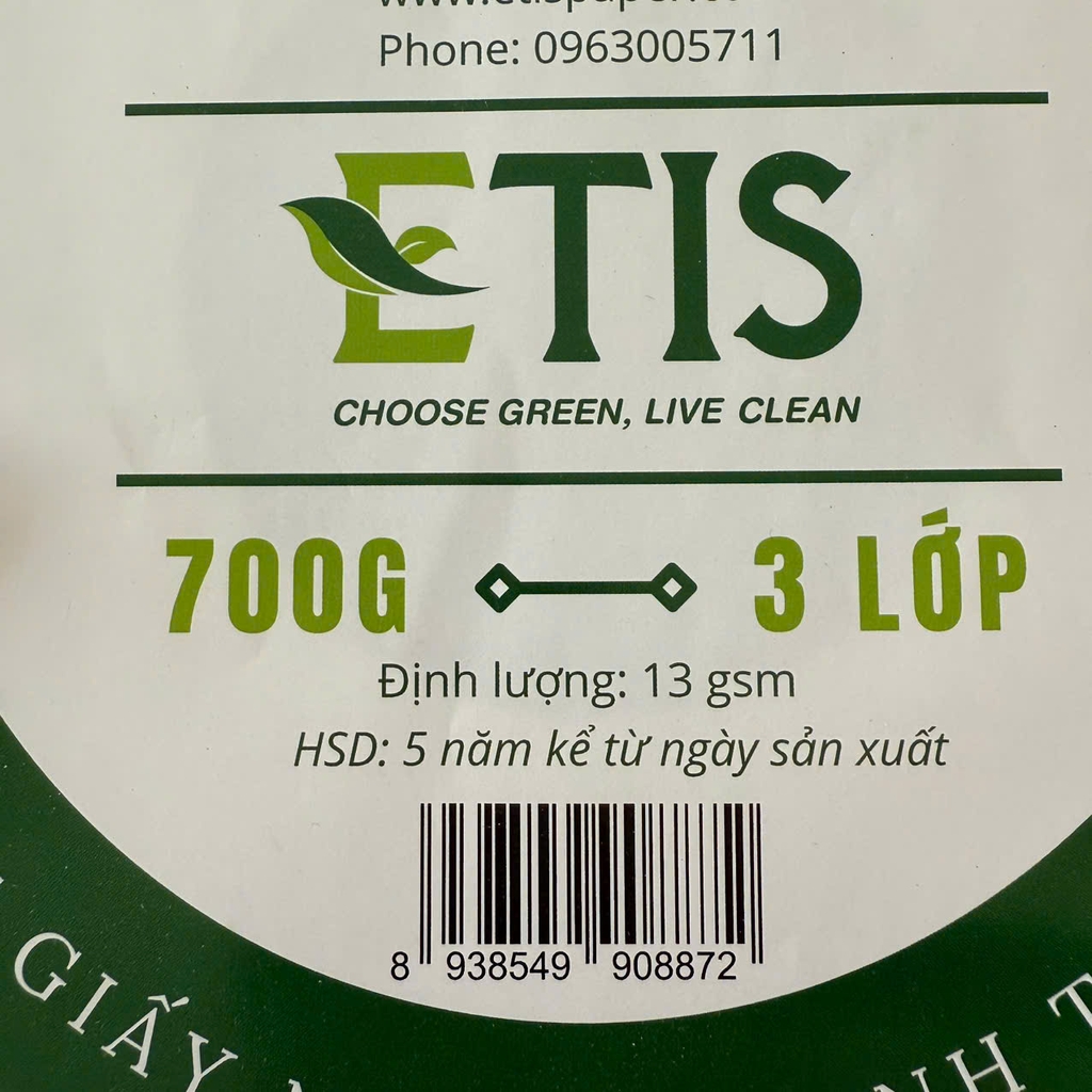 Giấy vệ sinh 3 lớp ETIS cuộn lớn