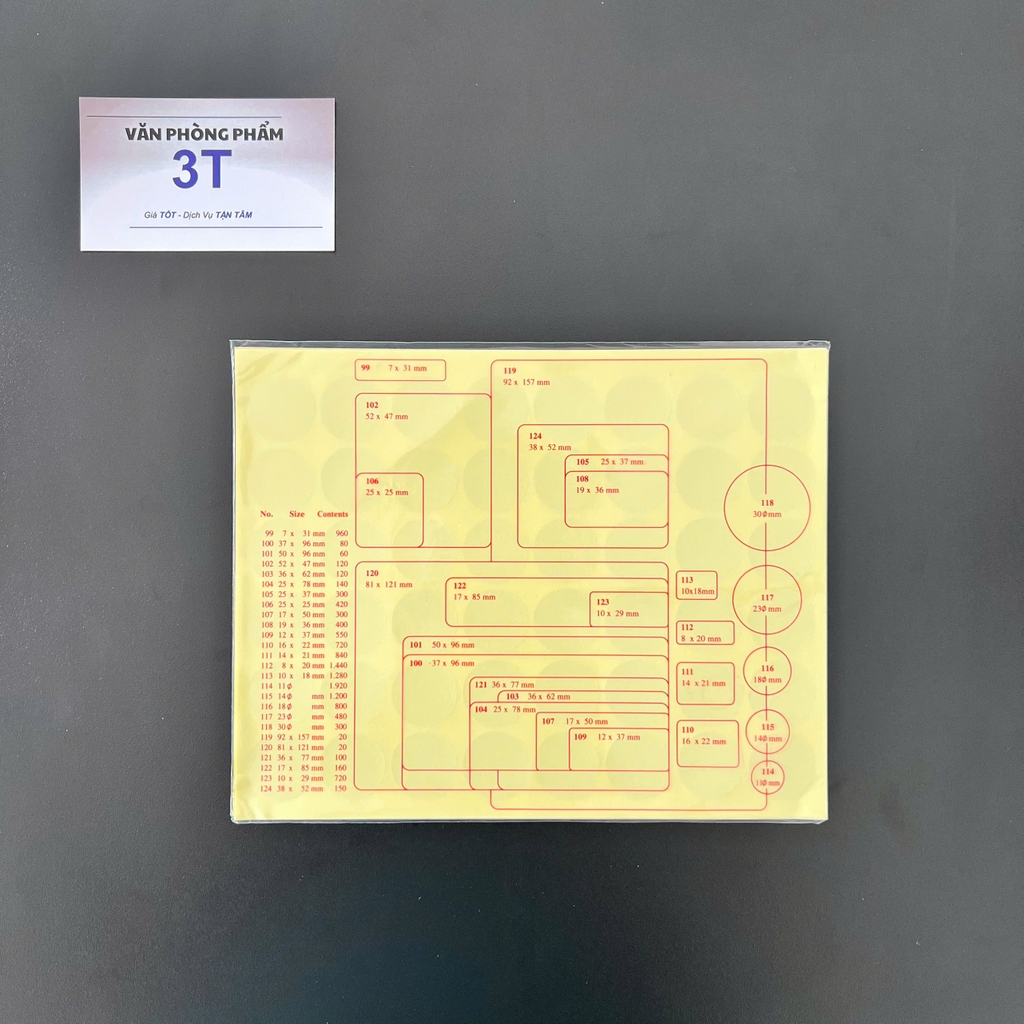 Sticker (decal) Tomy 117 A5 (Tròn Ø 23mm, 48 tem/1 tờ, 10 tờ/xấp)
