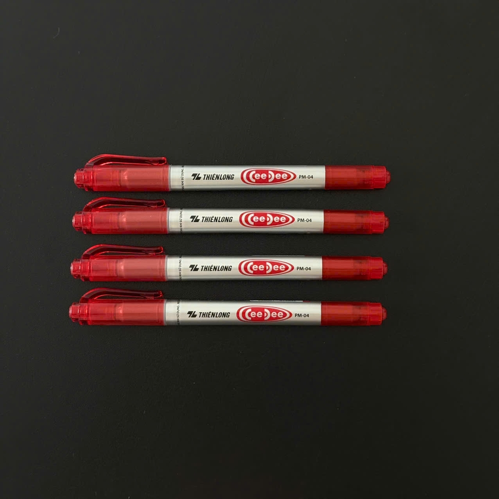 Bút lông dầu đầu nhỏ Thiên Long chính hãng PM-04 mực Đỏ