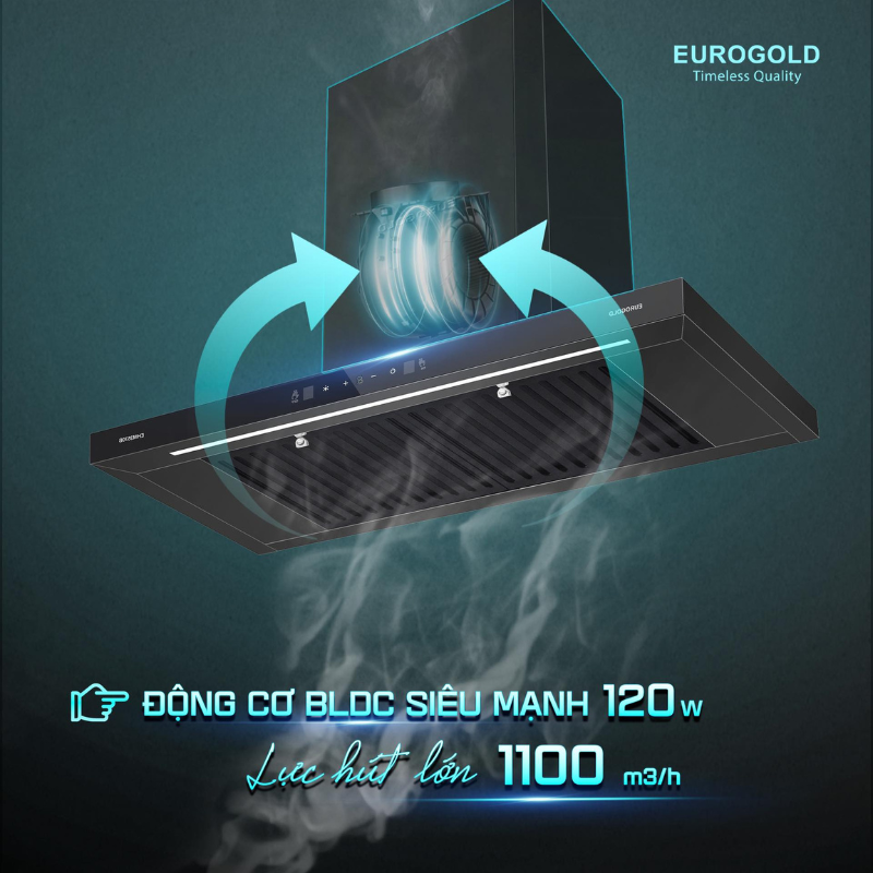 Máy hút mùi chữ T Eurogold EUH03570WB - màu đen, 70cm - ảnh 3