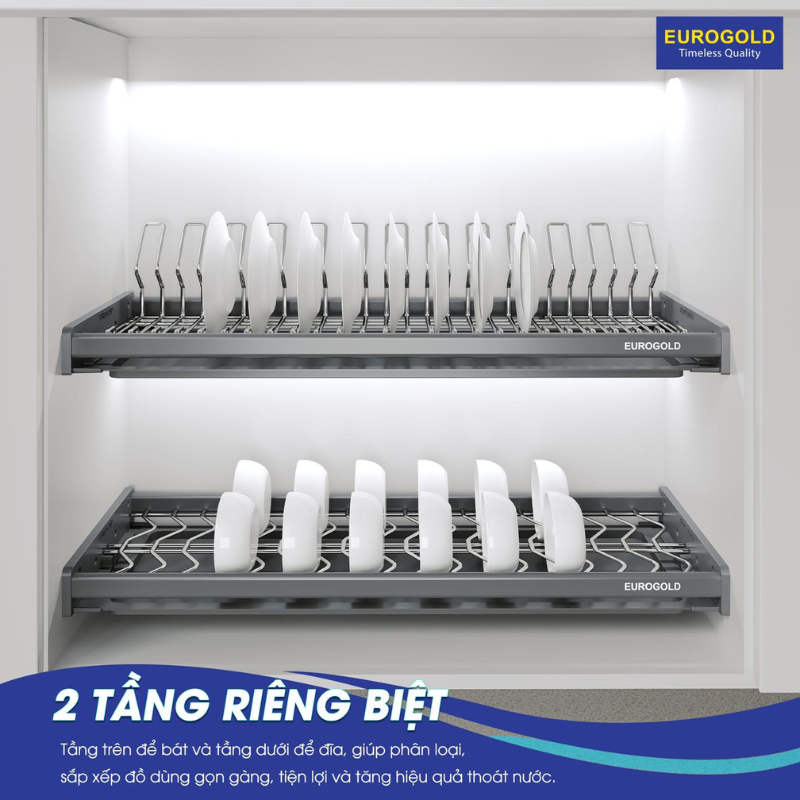 Giá bát cố định Eurogold EPV8090 - Inox SUS304, nan Oval, 90cm