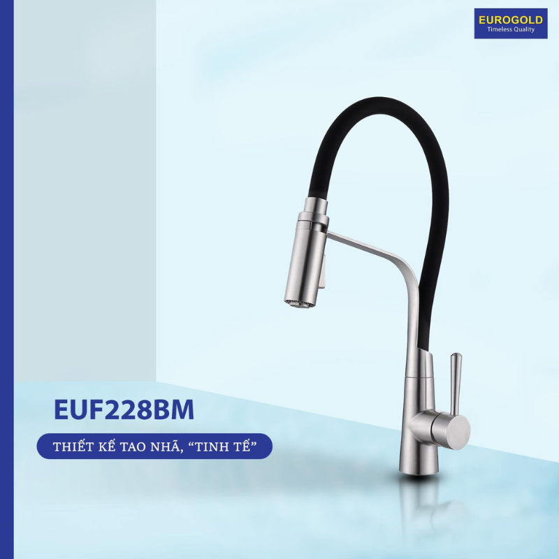 Vòi rửa bát Eurogold EUF228BM - inox SUS304, inox mờ