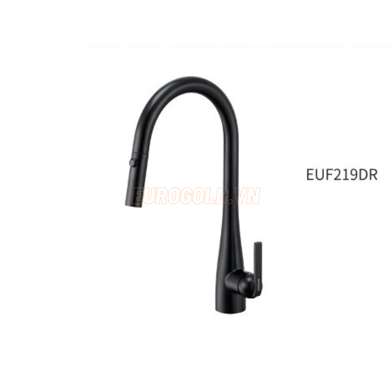 Vòi rửa bát Eurogold EUF219DR - màu đen, inox SUS304, phủ nano đen, dây rút