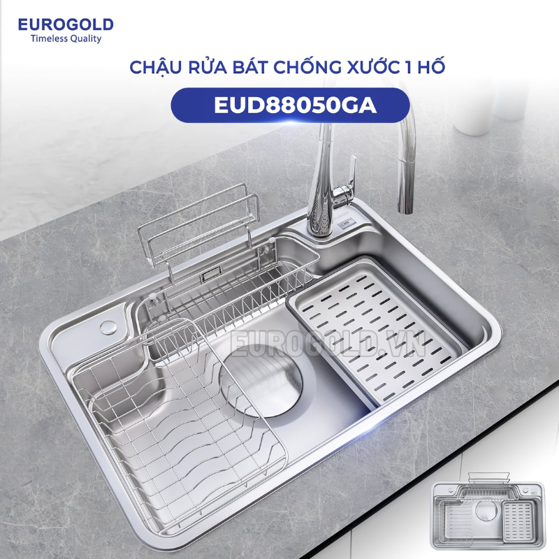 Chậu rửa bát Eurogold EUC88050EB - 800x500x230mm