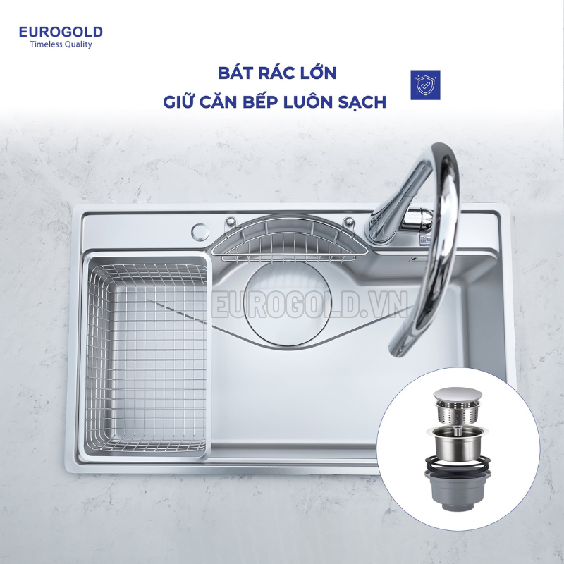 Chậu rửa bát Eurogold EUD27848 - 780x480x230mm - ảnh 2