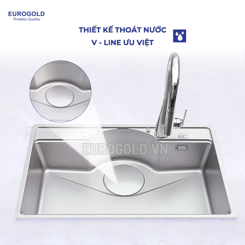 Chậu rửa bát Eurogold EUD27848 - 780x480x230mm - ảnh 4