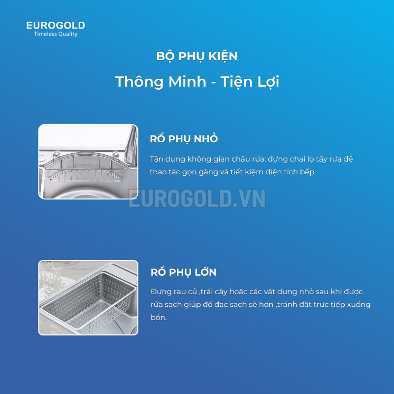 Chậu rửa bát Eurogold EUD27848 - 780x480x230mm - ảnh 3