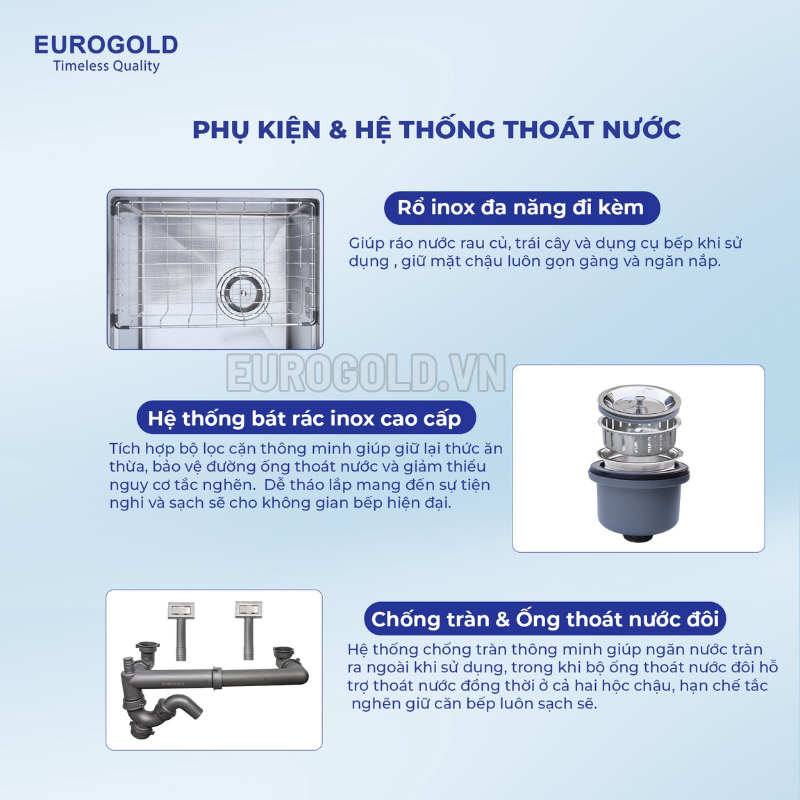 Chậu rửa bát Eurogold EUC28245GB - 820x450x230mm - ảnh 5