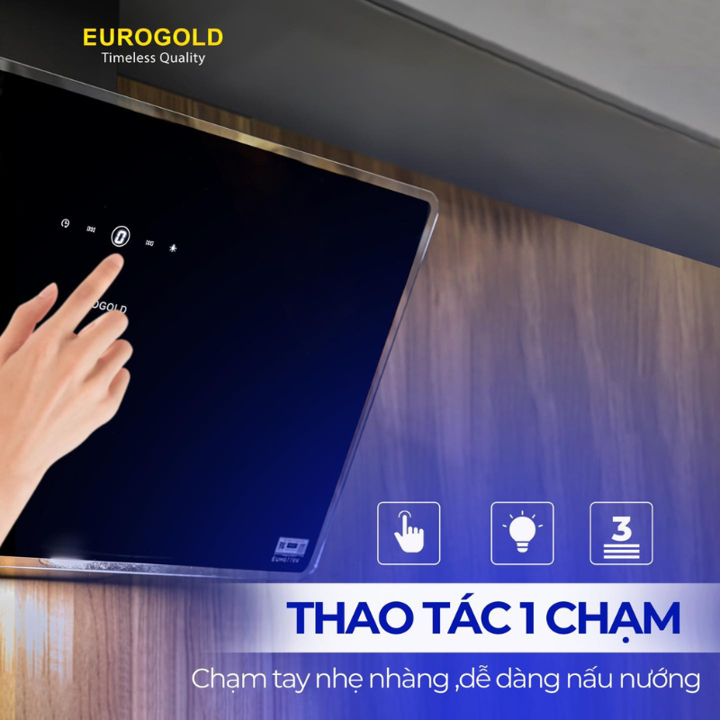 Máy hút mùi kính vát Eurogold EUH0770V - màu đen, 70cm - ảnh 2