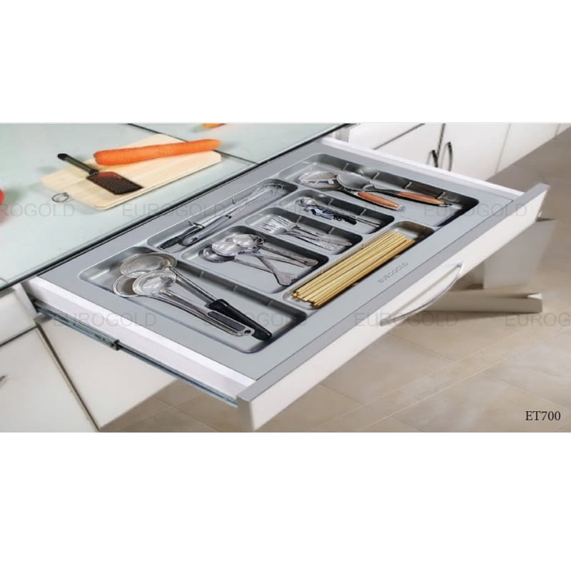 Khay chia thìa dĩa nhựa Eurogold ET700 - màu xám, 70cm