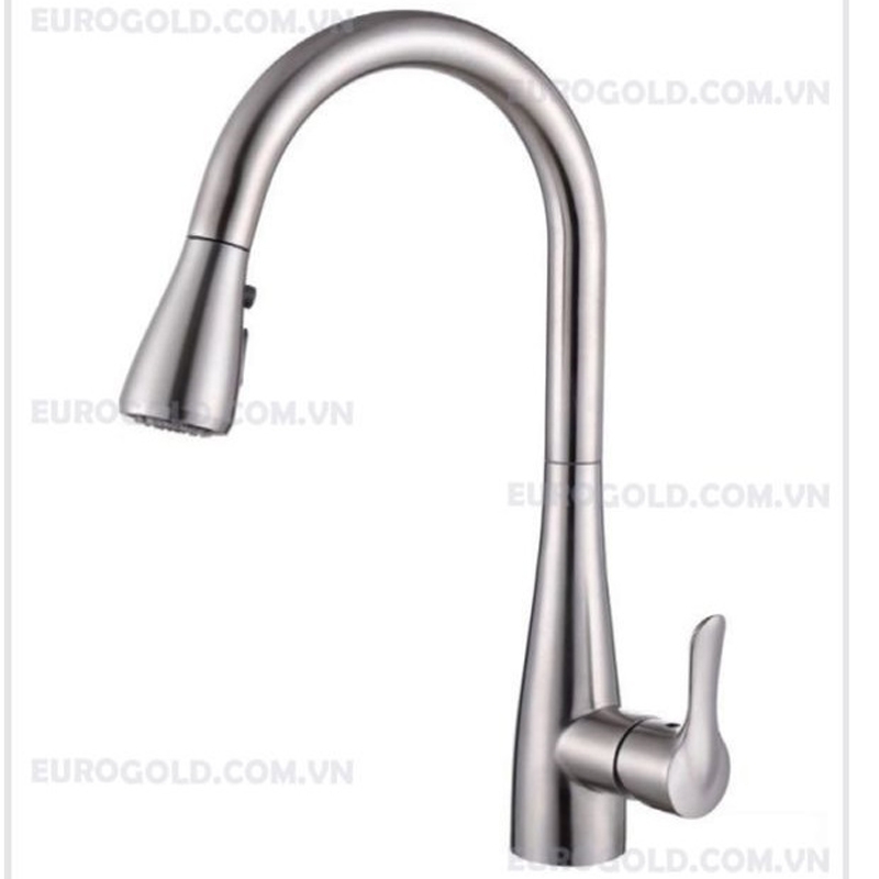 Vòi rửa bát Eurogold EUF119MR - inox SUS304, inox mờ, dây rút