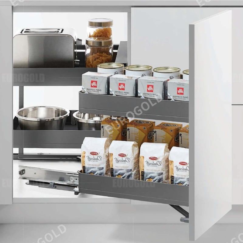 Giá góc liên hoàn Eurogold EUM102G - Nhôm sơn tĩnh điện, màu ghi đậm, phải