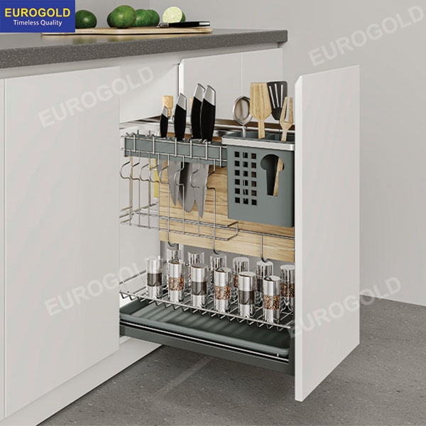 Giá dao thớt nan dẹt inox mờ cao cấp Eurogold EPD5235VX - tủ 35cm