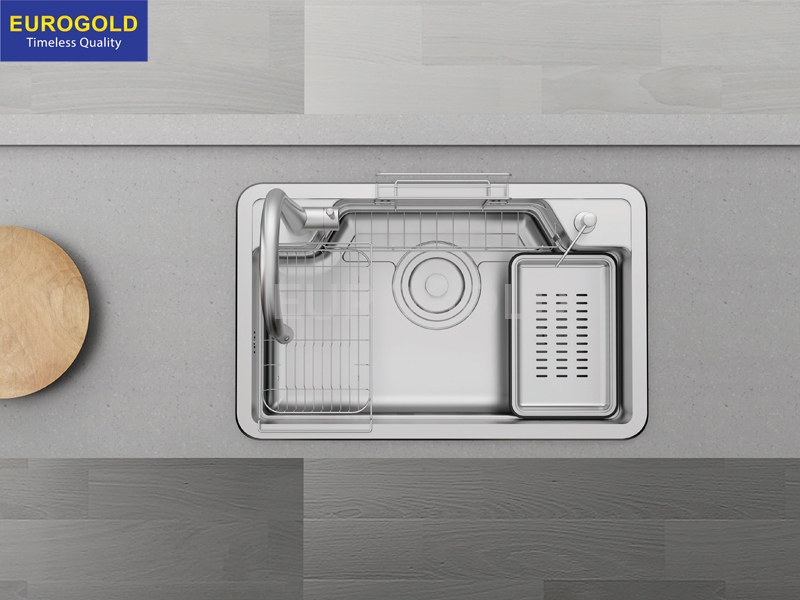 Chậu rửa bát chống xước Eurogold EUD88050GE - 800x500x230mm - ảnh 2