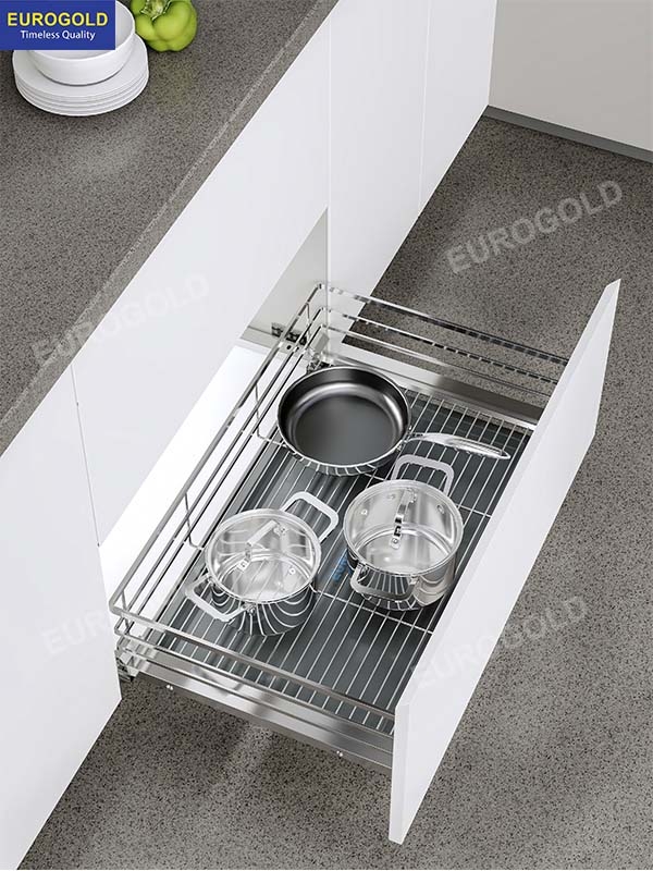 Giá xoong nồi nan dẹt inox mờ cao cấp Eurogold EPD6280VX - tủ 80cm - ảnh 2