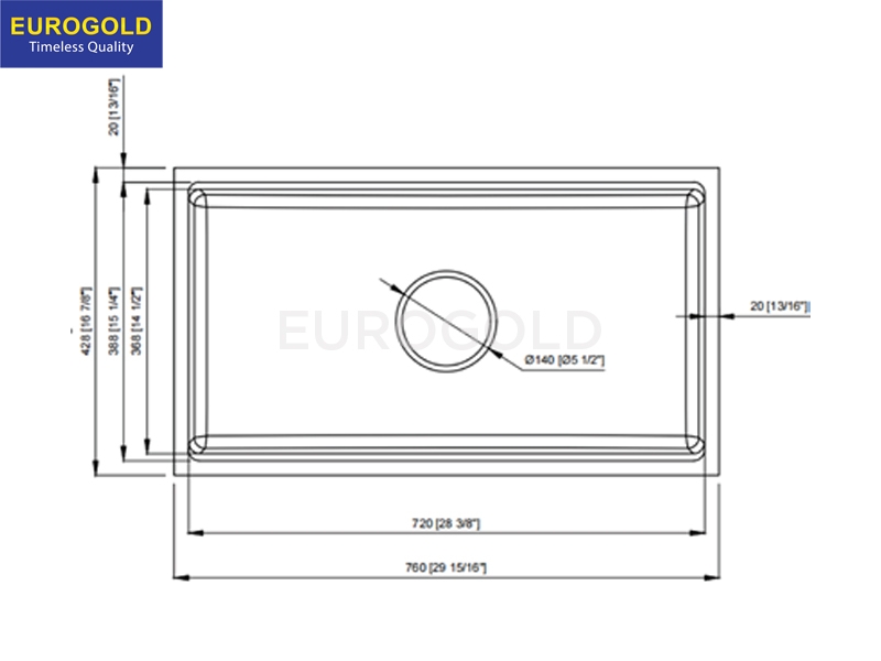 Chậu rửa bát chống xước Eurogold EUC18045LD - 800x455x230mm - ảnh 3