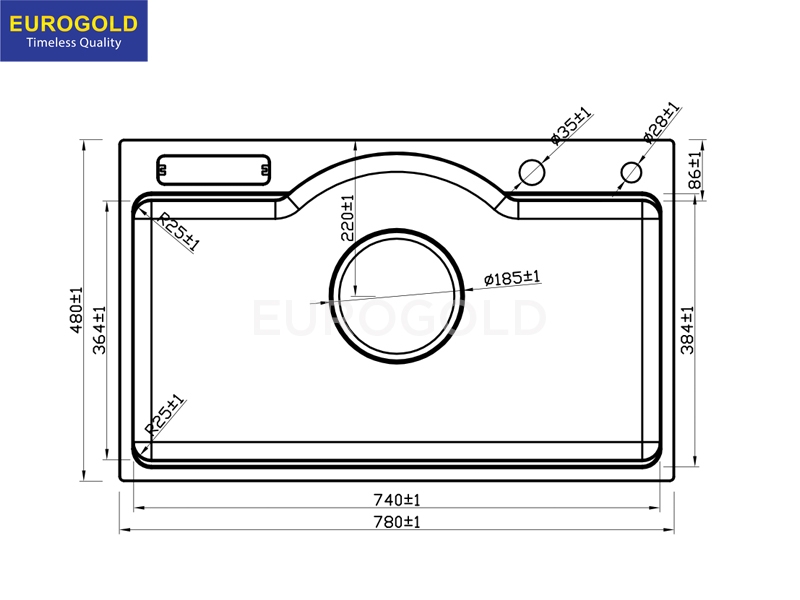Chậu rửa bát Eurogold EUD37848GA - 780x480x230mm - ảnh 3