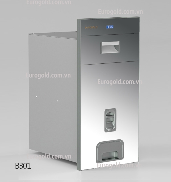 Thùng gạo gương nút nhấn điện tử Eurogold GB301B - tủ 30cm, màu đen - điện tử