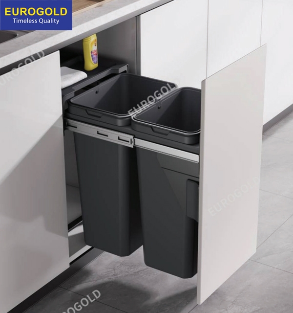 Thùng rác gắn cánh giảm chấn Eurogold EBR400 - tủ 40cm - ảnh 2