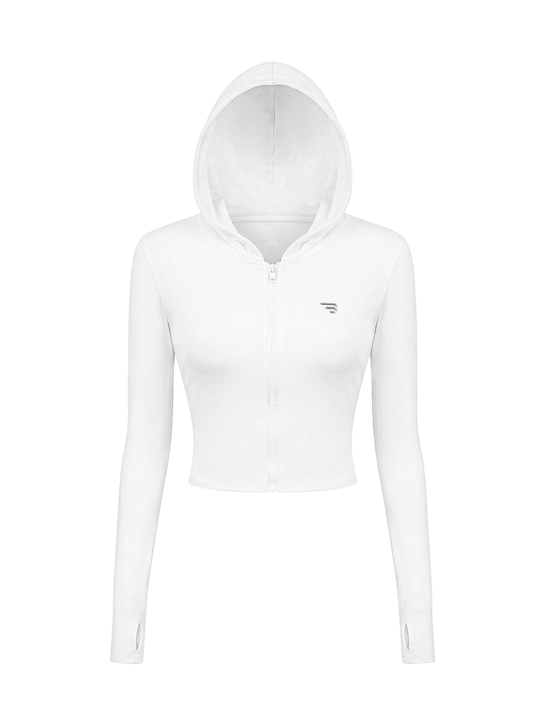 BRETH Ayla Cropped Hoodie Jacket - Trắng Kem