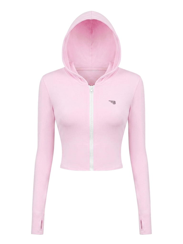 BRETH Ayla Cropped Hoodie Jacket - Hồng