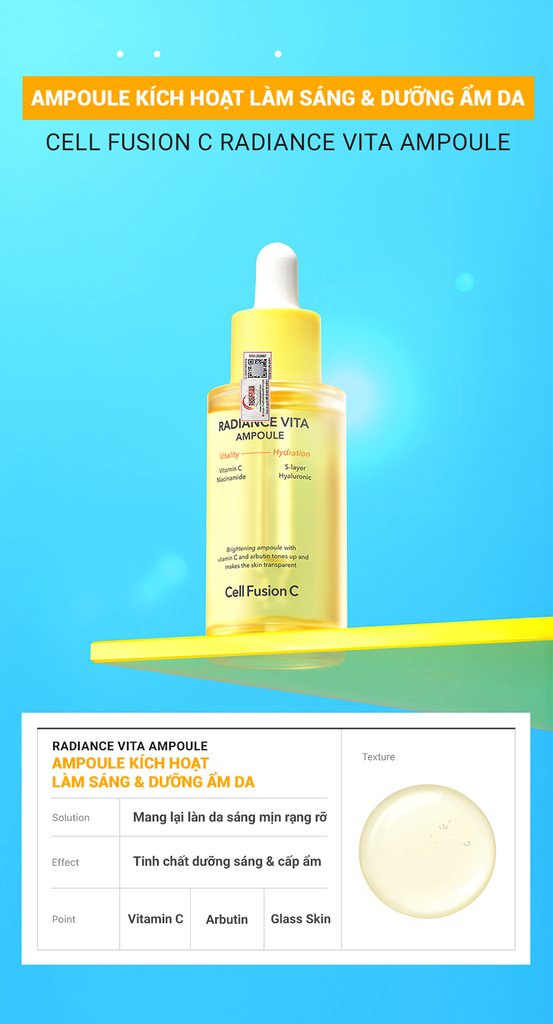 Ampoule Kích Hoạt Làm Sáng & Dưỡng Ẩm Da Cell Fusion C Radiance Vita Ampoule Serene Space Sản Phẩm Chính Hãng