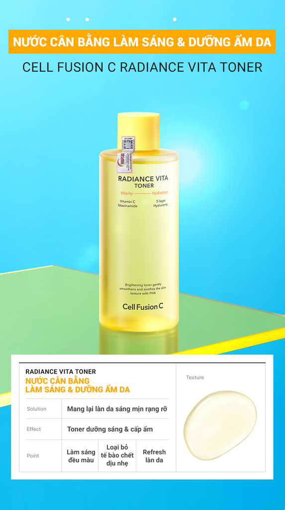 Nước Cân Bằng Làm Sáng & Dưỡng Ẩm Da Cell Fusion C Radiance Vita Toner Serene Space Sản Phẩm Chính Hãng