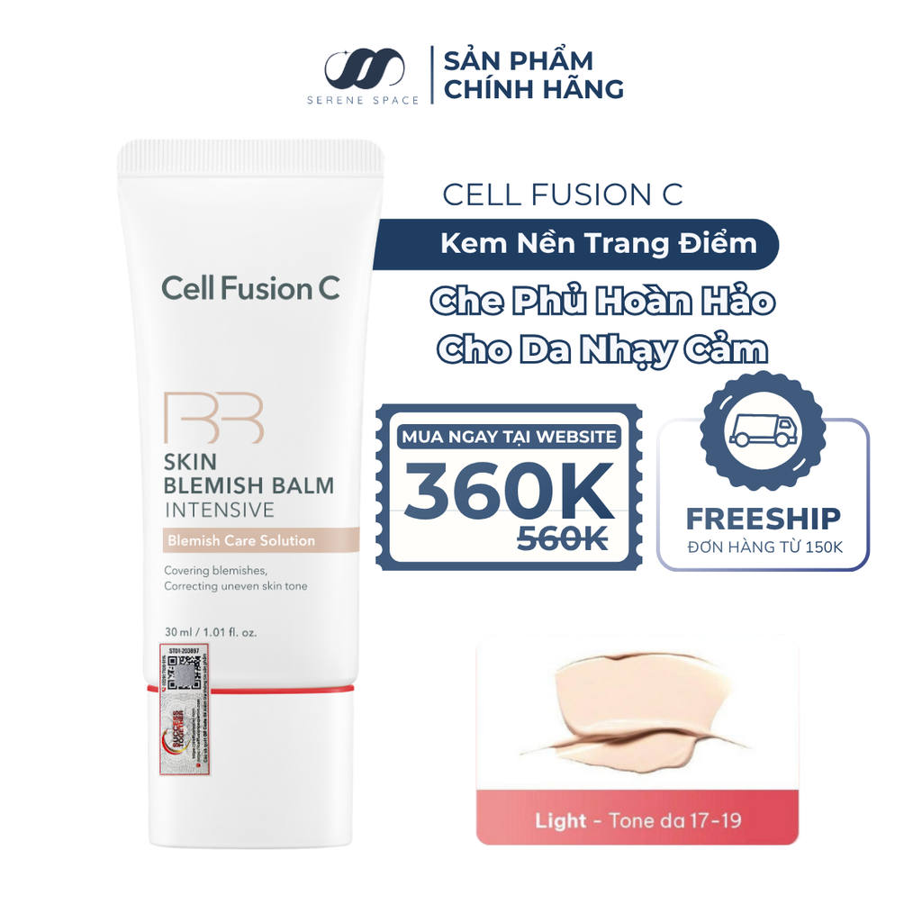 Kem Nền Che Khuyết Điểm Phục Hồi Da Nhạy Cảm & Tổn Thương Cell Fusion C Skin Blemish Balm Intensive Serene Space Sản Phẩm Chính Hãng